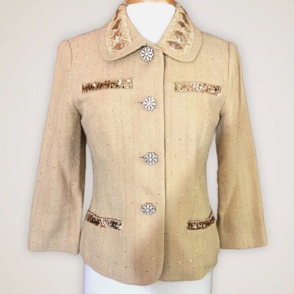 VINTAGE Bloomingdale's Jacket Blazer Sequins Jewels Formal - Picture 1 of 9